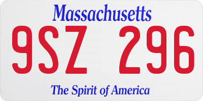 MA license plate 9SZ296