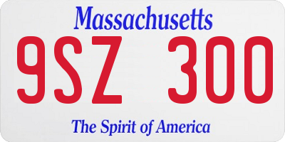 MA license plate 9SZ300
