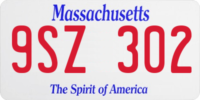 MA license plate 9SZ302