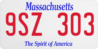 MA license plate 9SZ303