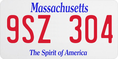MA license plate 9SZ304