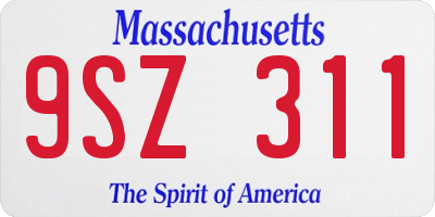 MA license plate 9SZ311