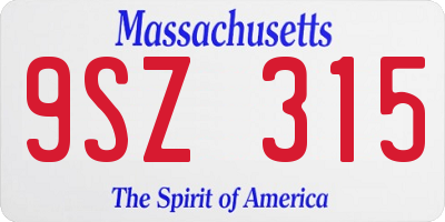 MA license plate 9SZ315