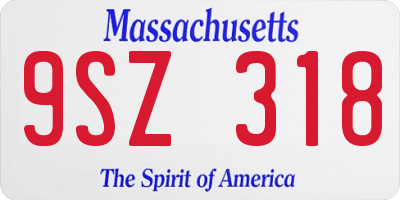 MA license plate 9SZ318