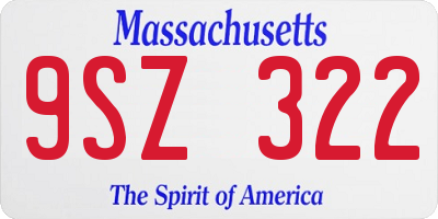 MA license plate 9SZ322