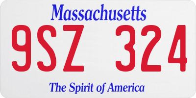 MA license plate 9SZ324