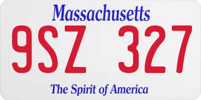 MA license plate 9SZ327