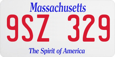 MA license plate 9SZ329