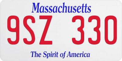 MA license plate 9SZ330