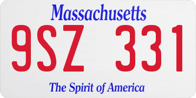 MA license plate 9SZ331