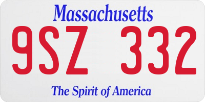 MA license plate 9SZ332