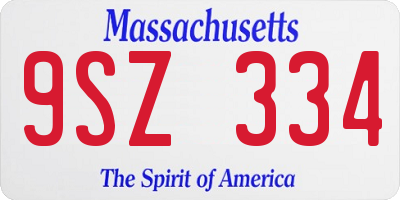 MA license plate 9SZ334