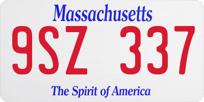 MA license plate 9SZ337