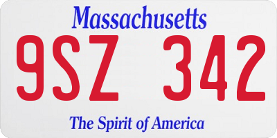 MA license plate 9SZ342