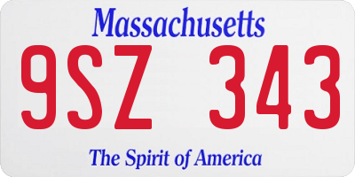 MA license plate 9SZ343