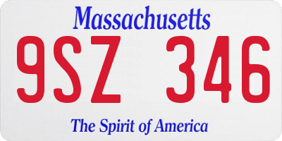 MA license plate 9SZ346