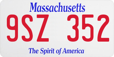 MA license plate 9SZ352