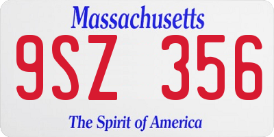 MA license plate 9SZ356