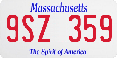 MA license plate 9SZ359