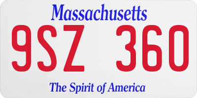 MA license plate 9SZ360