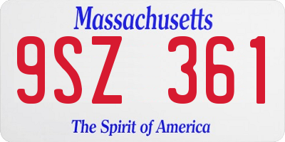 MA license plate 9SZ361