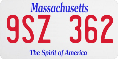 MA license plate 9SZ362