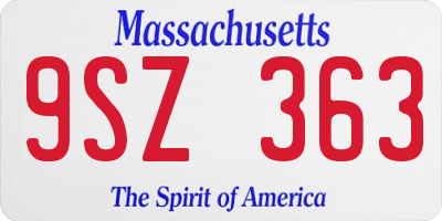 MA license plate 9SZ363