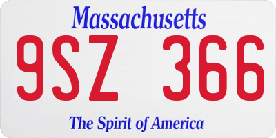 MA license plate 9SZ366