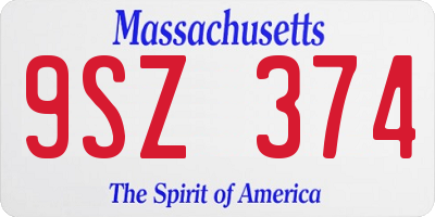 MA license plate 9SZ374