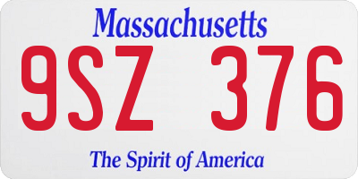 MA license plate 9SZ376