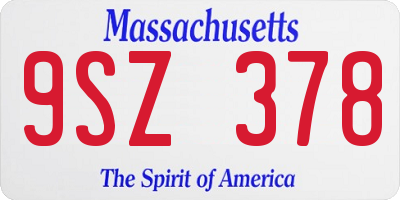 MA license plate 9SZ378