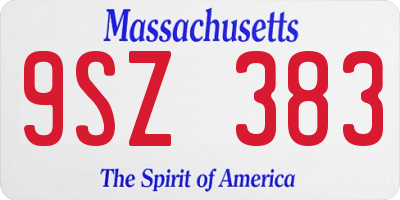 MA license plate 9SZ383