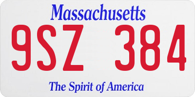 MA license plate 9SZ384