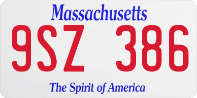 MA license plate 9SZ386