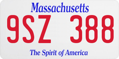 MA license plate 9SZ388