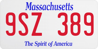 MA license plate 9SZ389