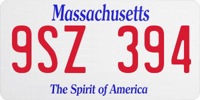 MA license plate 9SZ394