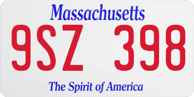 MA license plate 9SZ398