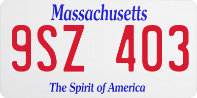 MA license plate 9SZ403