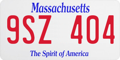 MA license plate 9SZ404