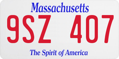 MA license plate 9SZ407
