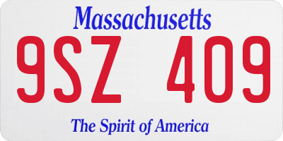MA license plate 9SZ409