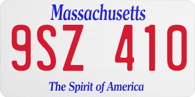 MA license plate 9SZ410