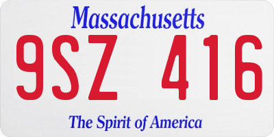 MA license plate 9SZ416