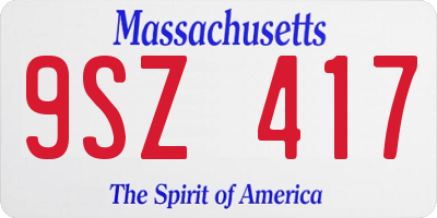 MA license plate 9SZ417