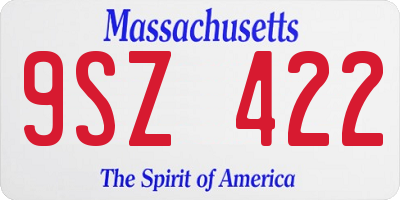 MA license plate 9SZ422