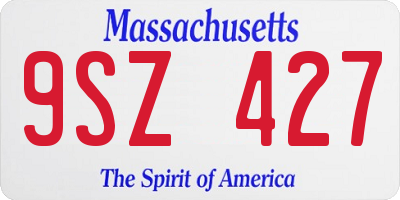 MA license plate 9SZ427