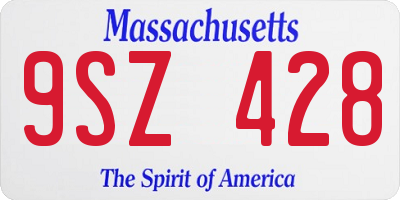 MA license plate 9SZ428