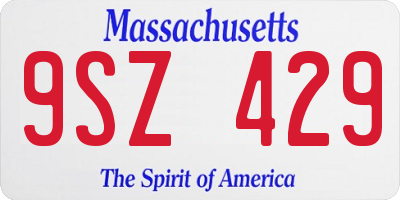 MA license plate 9SZ429