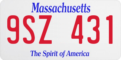 MA license plate 9SZ431
